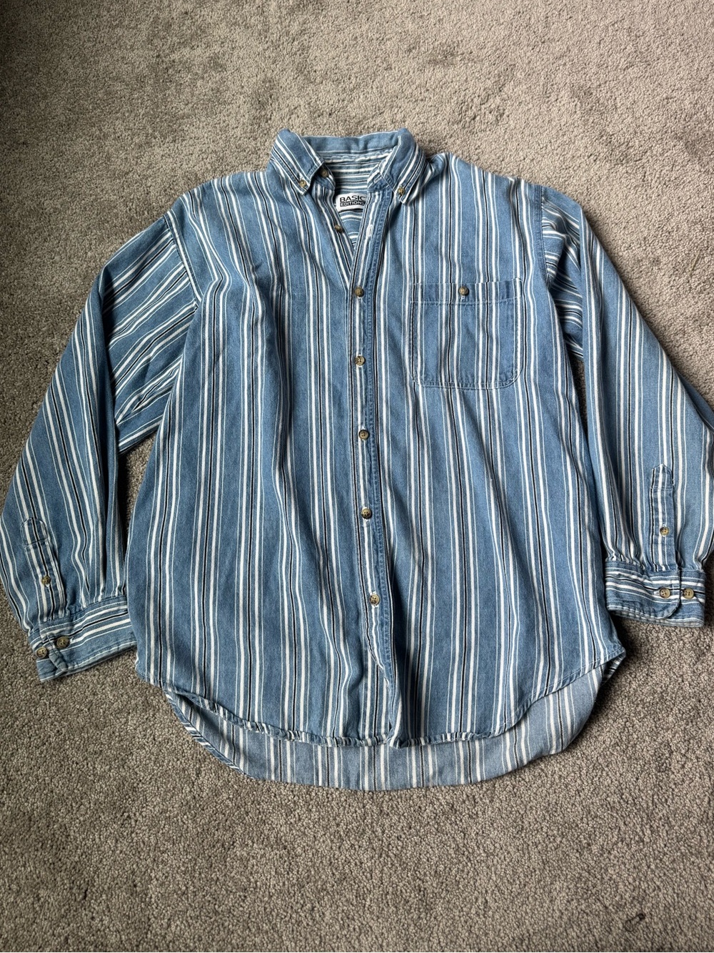 Vintage Striped Denim Button Up